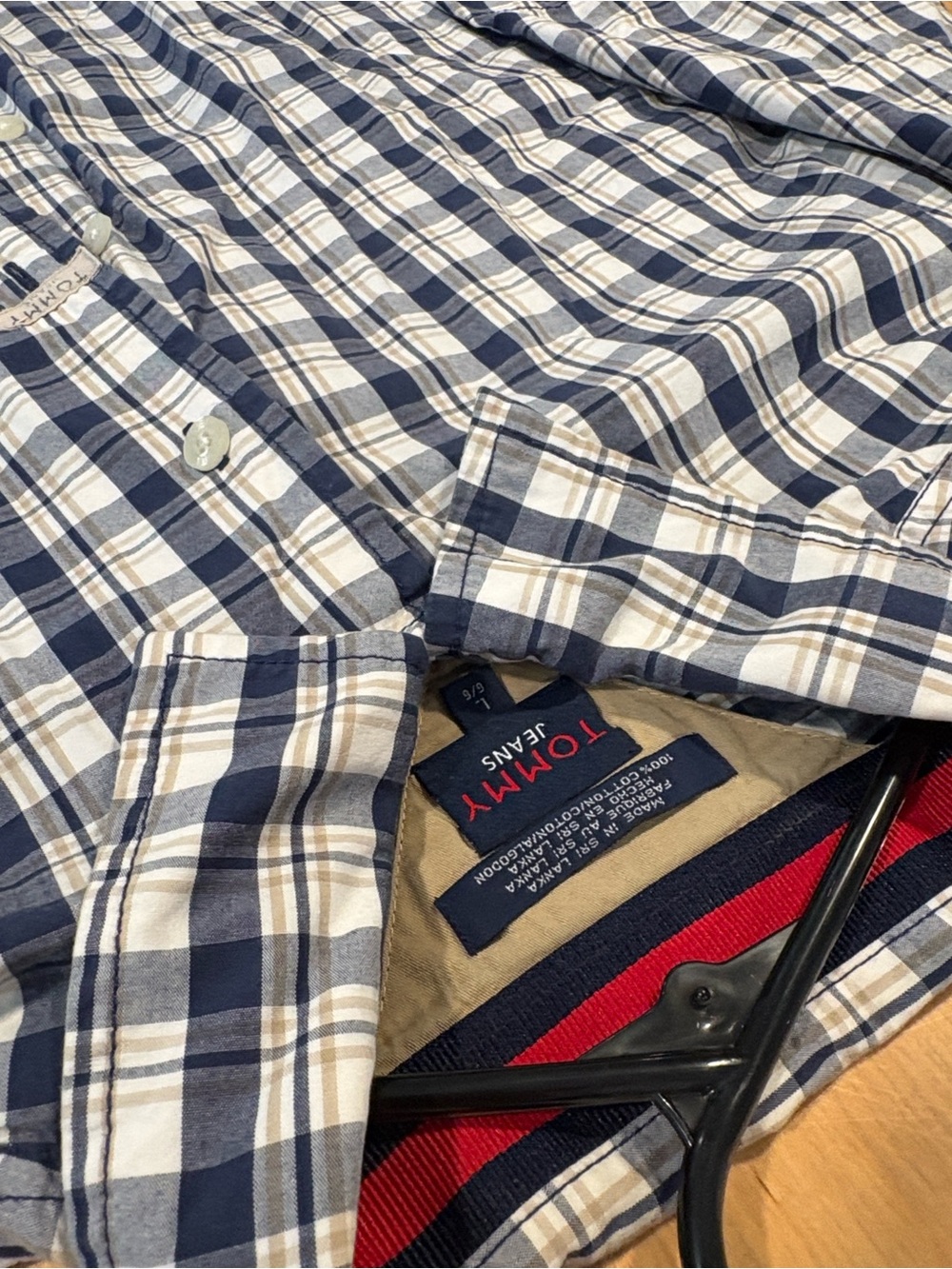 Tommy Hilfiger ~ Vintage Tommy Jeans Blue White Plaid Casual Button-Down Shirt